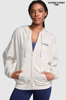 Victoria's Secret PINK Heather Oatmeal Beige Zip Up Fleece Hoodie (N97358) | kr950