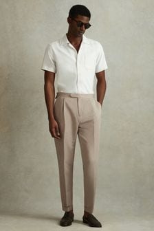 Reiss Stone Com Relaxed Cropped Trousers with Turned-Up Hems (N97376) | SGD 380