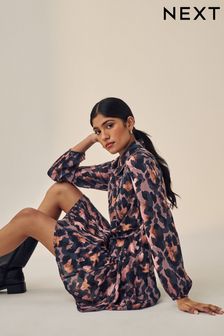 Animal print shirt dress next best sale