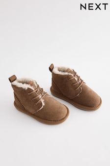 חום בהיר - Lace Up Warm Lined Suede Boots (N97756) | ‏101‏₪ - ‏126‏ ₪