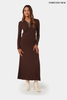 Forever New Brown Petite Edith Knit Dress (N98444) | €86