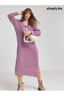 Simply Be Purple Rib V-Neck Midaxi Dress (N98574) | €44