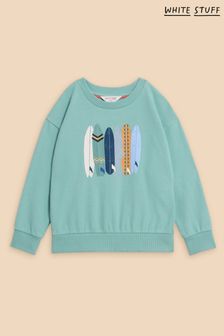 White Stuff Green Fish Surfboard Graphic Sweatshirt (N98582) | KRW42,700
