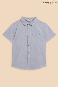 White Stuff Chambray Blue Short Sleeve Shirt