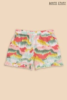 White Stuff Pink Tie Dye Printed Frill Shorts (N98608) | HK$209
