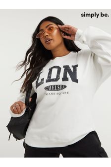 Simply Be White Slogan City Sweatshirt (N98619) | €38