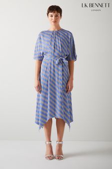 LK Bennett Anni Geometric Print Handkerchief Hem Dress (N98705) | LEI 1,785