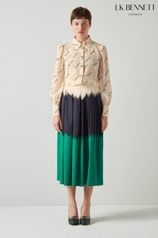 LK Bennett Dora Tie Dye Cotton Midi Skirt (N98709) | €264