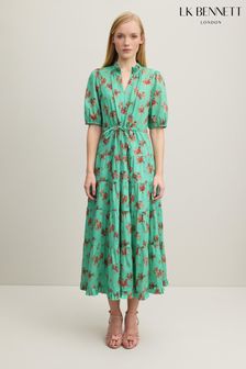 LK Bennett Hedy Bouquet Print Organic Cotton Tie Dress (N98724) | kr3,881