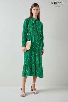 LK Bennett Green Bridget Viscose-Silk Monkey Print Dress (N98726) | ₪ 2,007