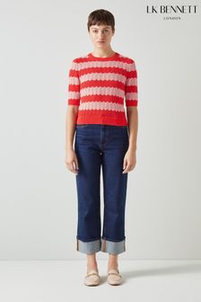 LK Bennett And Cinzia Cotton-Rayon Wavy Knitted Top (N98746) | $410