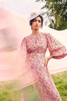 LK Bennett Lois Neon Garden Print Viscose-Silk Blend Dress