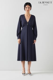 LK Bennett Blue Jenny Lenzing™ Ecovero™ Viscose Blend Dress (N98750) | ₪ 1,152