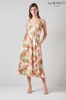 LK Bennett Lucy Neon Garden Cotton Sun Dress (N98762) | $508