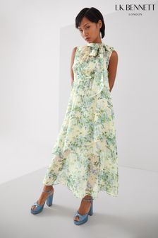 LK Bennett Petite Robyn Neon Garden Print Silk-Blend Dress
