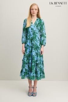 LK Bennett Eleanor Neon Garden Print Tie Dress (N98778) | €436