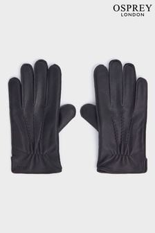OSPREY LONDON The Harvey Leather Black Gloves