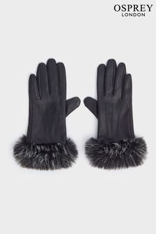 Negru subțire - Osprey London The Penny Leather Gloves (N98803) | 292 LEI