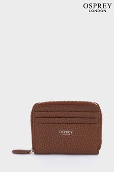 OSPREY LONDON Small The Lyra Leather RFID Zip Brown Purse (N98804) | $84