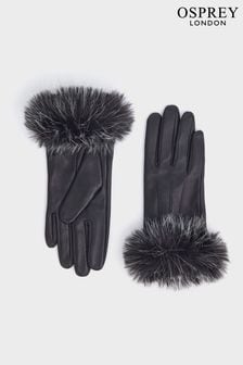 Черный - Osprey London The Penny Leather Gloves (N98806) | €65