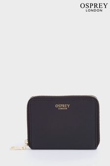 محفظة جلد بسحاب دائري بلون أسود من The Collier من Osprey London (N98812) | 272 د.إ