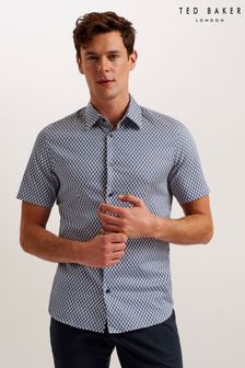 Синий - Рубашка с короткими рукавами и геометрическим принтом Ted Baker Lacesho (N98878) | €113