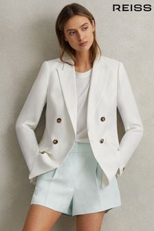 Reiss Blue Lori Viscose-Linen Front Pleat Suit Shorts (N99135) | 227 €