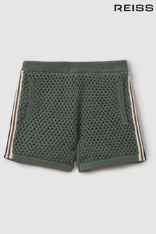Reiss Dark Sage Green Creek Teen Crochet Contrast Trim Elasticated Shorts (N99219) | €70