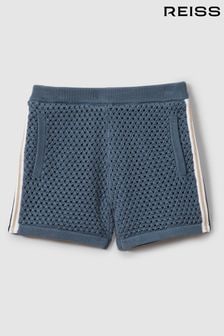 Reiss Airforce Blue Creek Teen Crochet Contrast Trim Elasticated Shorts (N99224) | DKK655
