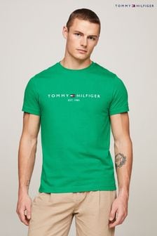 Grün - Tommy Hilfiger T-Shirt mit blauem Logo (N99239) | 70 €