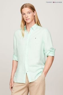 Verde deschis - Tommy Hilfiger Linen Pigment Dyed Shirt (N99240) | 597 LEI