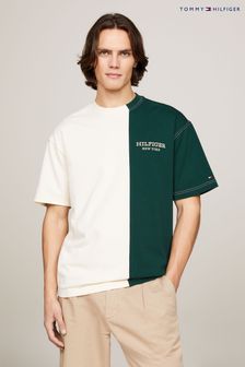 Tommy Hilfiger Green Monotype Colourblock T-Shirt (N99270) | SGD 126