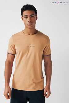 Naturfarben - Tommy Hilfiger T-Shirt mit Logo und Zierstreifen (N99281) | 78 €