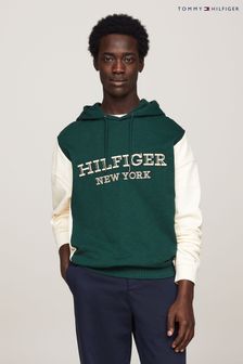 Tommy Hilfiger Green Monotype Colourblock Hoodie (N99562) | SGD 252