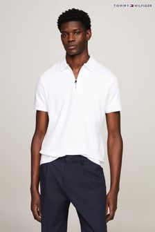 Tommy Hilfiger White Zip Neck Polo