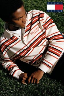 Tommy Hilfiger Natural Monotype Stripe Rugby Top