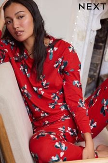 Red Mistletoe 100% Cotton Long Sleeve Pyjamas (N99594) | $27