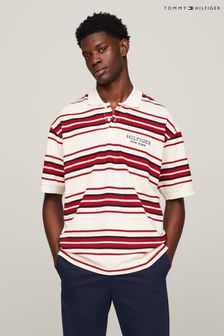 Tommy Hilfiger White/Red Stripe Polo Top (N99595) | SGD 194
