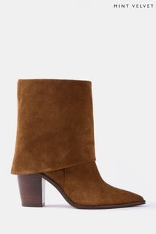 Mint Velvet Brown Suede Ankle Boots (N99711) | OMR82