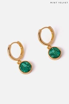 Mint Velvet Gold Tone Malachite Earrings (N99721) | kr820