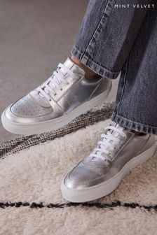 Mint Velvet Silver Leather Trainers (N99723) | ￥19,200