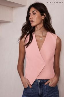 Mint Velvet Pink Asymmetric Waistcoat (N99743) | OMR51