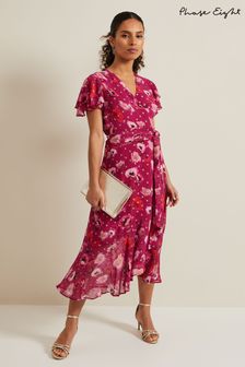 Phase Eight Pink Petite Nadine Ruffle Print Dress (N99784) | €190