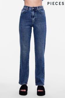 PIECES Blue High Waisted Straight Leg Jeans (N99795) | 268 SAR