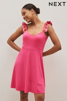 Pink Embroidered Strappy Sundress (N9C489) | 22 €
