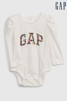 Gap White Organic Cotton Logo Long Sleeve Bodysuit (P20542) | 14 €