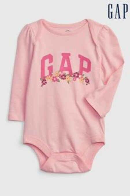 Gap Pink Logo Long Sleeve Baby Bodysuit (P24523) | 10 €