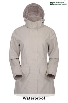 Mountain Warehouse Cream Glacial Womens Long Waterproof Jacket with Detachable Hood (P27420) | $132