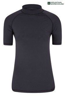 שחור - חולצת שחייה מתייבשת במהירות עם שרוולים קצרים והגנת Upf50+ לנשים של Mountain Warehouse (P27491) | ‏98 ₪