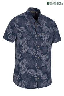 Mountain Warehouse Navy Tropical Printed Mens Short Sleeved Shirt (P27735) | €43